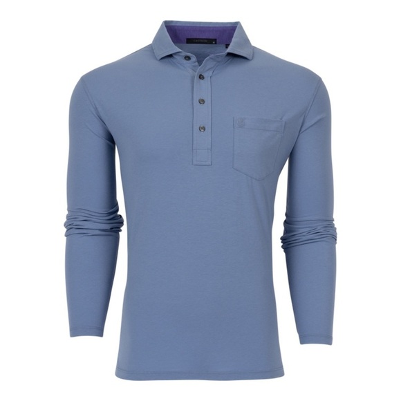 Greyson Spirit Long Sleeve Soft Polo Cloud Blue - Picture 1 of 12